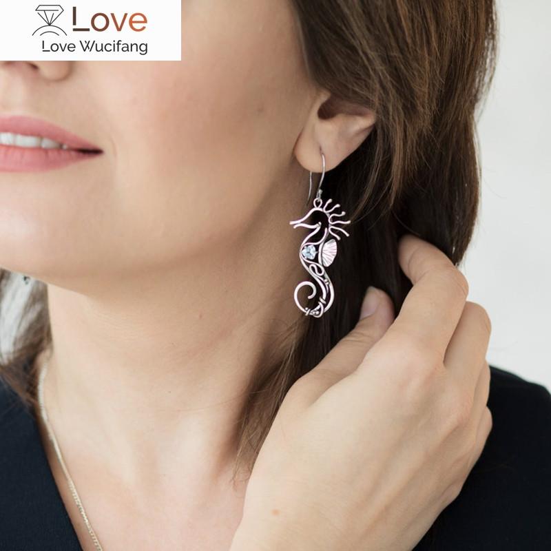 Винтажные серебряные серьги в форме морского конька с инкрустацией из бриллиантов, изысканный сплав, металл, ручная работа, вечеринка, шопинг, женские серьги, ювелирные изделия