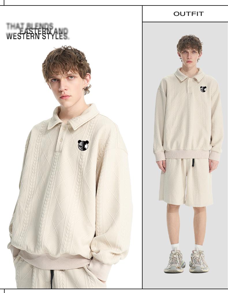 Hello Hipanda, Panda Heavy 3D Jacquard Quality Flip Collar Hoodie Couple Top