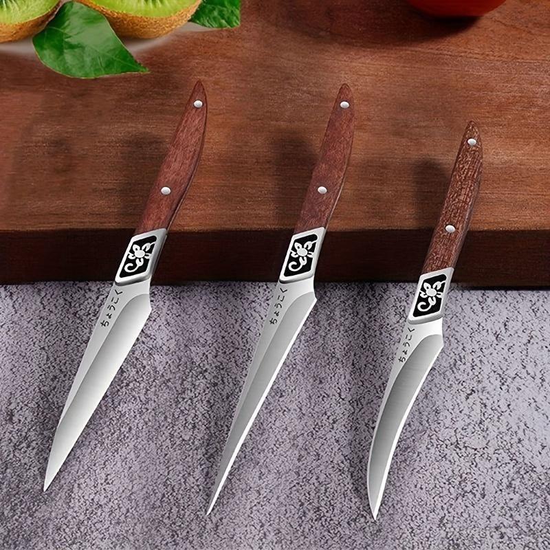 Нож для резки еды шеф-повара, профессиональный нож для производства фруктов и овощей, нож из нержавеющей стали, 3 шт.