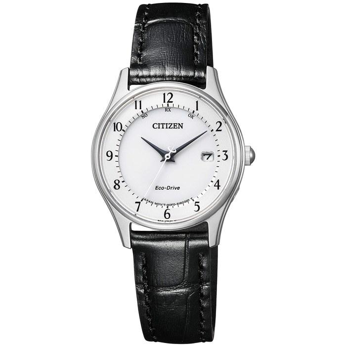 Citizen Женские часы Citizen Collection Eco-Drive Радиоуправляемые Direct Flight ES0000-10A Кожаные Белый/Черный