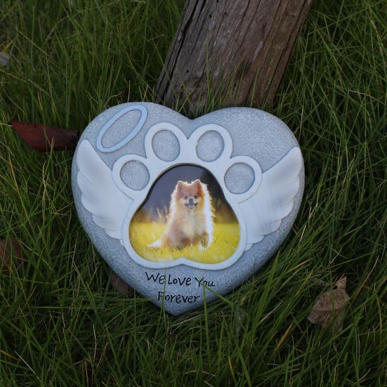 Pet Photo Frame Tombstone Weatherproof Long-Lasting Personalized Pet Memorial Stone Resin Dog Memorial Gift