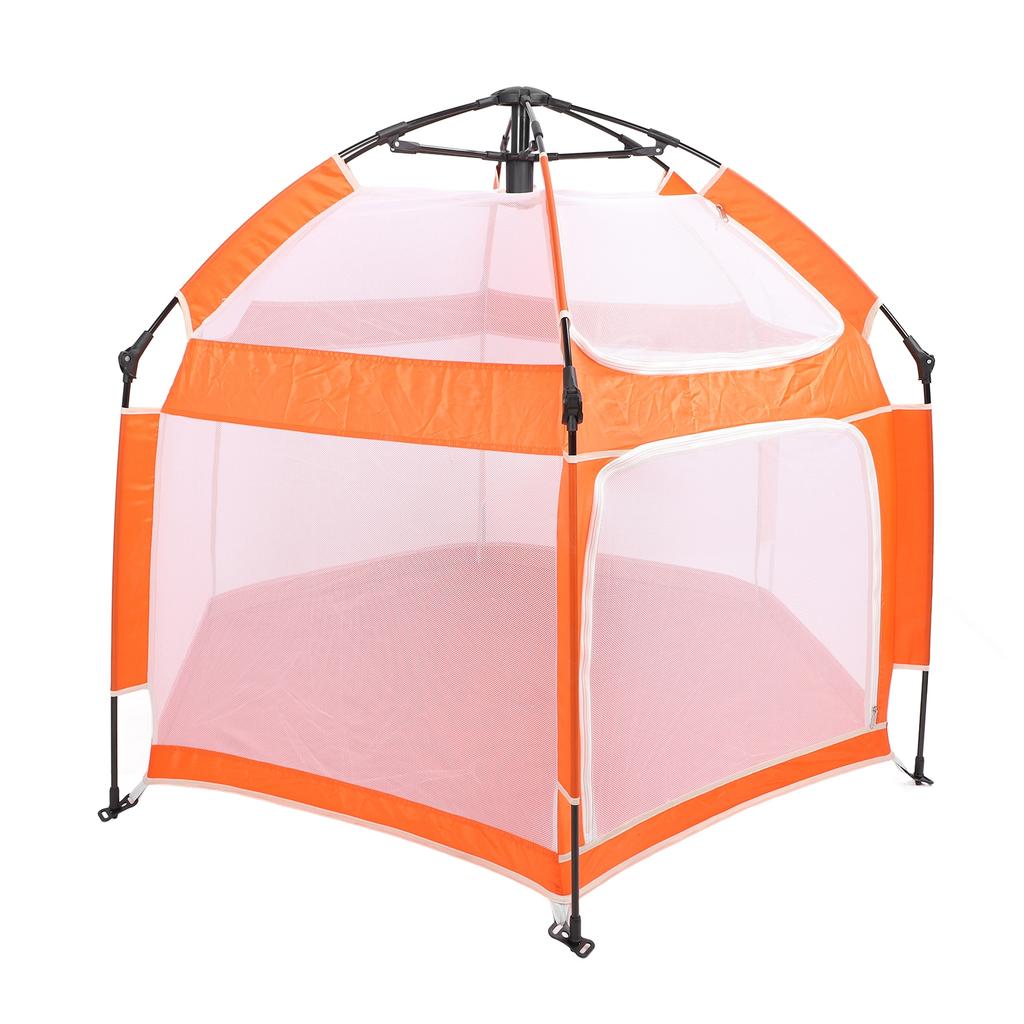 Popup Playpen Tent Roomy Foldable Portable Baby Fence for Indoor Outdoor Yard Beach Use Orange