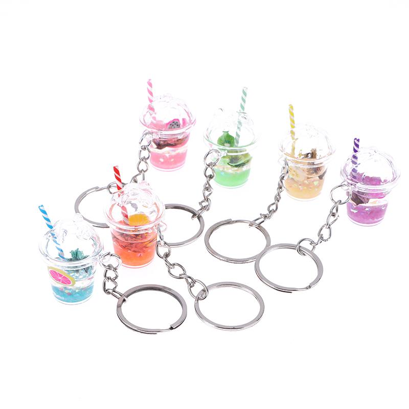 1 шт., креативный мини-светящийся молочный пузырь, чашка чая, брелок для ключей для женщин и мужчин, милая сумка, подвеска, кольцо для ключей от автомобиля, ювелирные изделия, подарки