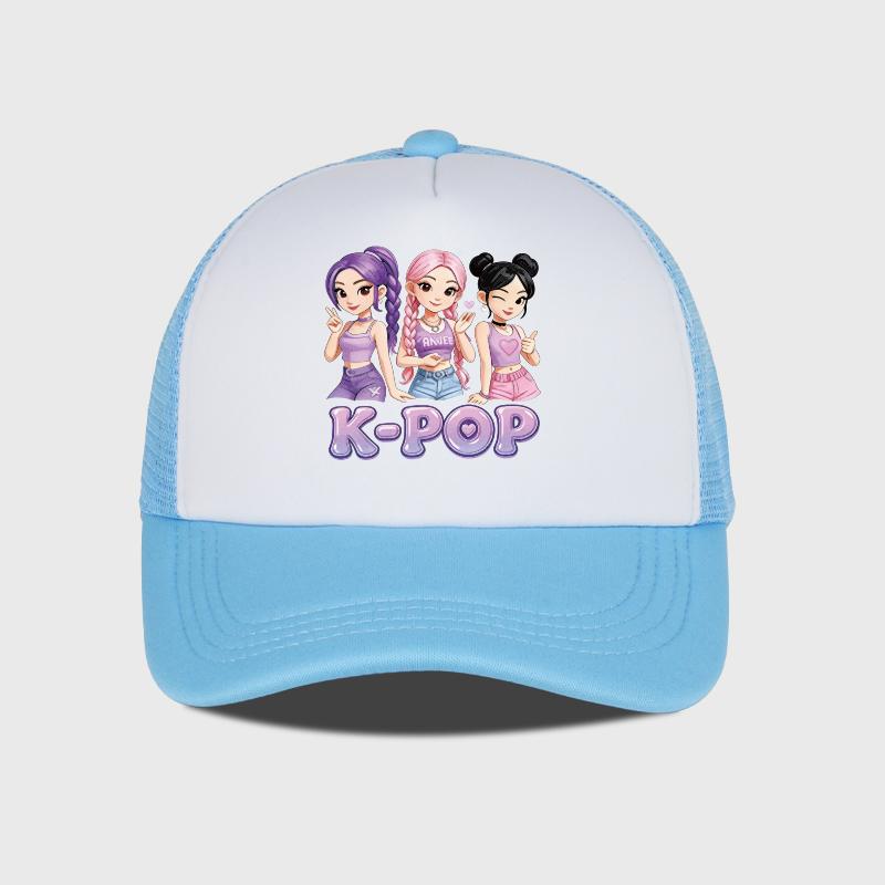 Бейсболка в стиле Y2K с принтом K-Pop | Летняя сетчатая кепка-тракер | Подарок на фестиваль | Уличная шляпа от солнца | Идеальный подарок