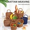 Retro Woven Rattan Kitchen Basket: Wall-Mounted or Handheld Storage for Garlic, Ginger, and Utensils