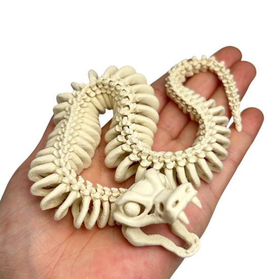 3D Printed Skeleton Snake Figurine Movable Joints Skeleton Snake Figure Articulated Animal Model Toy Home Office Bookshelf Desktop Decoration Ornament