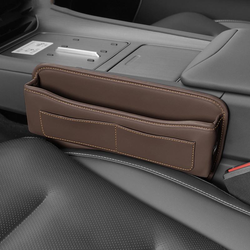 PU Leather Car Seat Gap Organizer Auto Pocket Seat Crevice Storage Box For Porsche 911 Taycan Panamera Cayenne Boxster Cayman FU3
