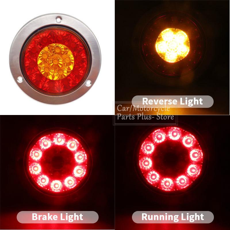 1/2/4x Round LED Tail Light 12V/24V Truck Brake Stop Light Turn Reverse Signal Trailer Led Rear Tail Light Car Turn Signal Light