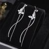 Butterfly Diamond Long Fringed Earrings Korean Version Simple Face Thin Temperament Earrings Ins Style Earrings
