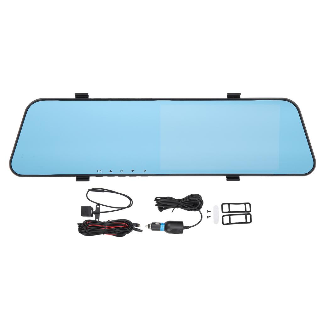 5.5-дюймовая автомобильная видеорегистраторная камера Dash Cam Видеорегистратор Двойная линза 1080P Full HD Сенсорный Большой экран Детектор движения Зеркало заднего вида