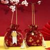 Pearl Pendant Canvas Flower Drawstring Bag Stripe Bowknot Floral Tassel Handbag  Female/Girls