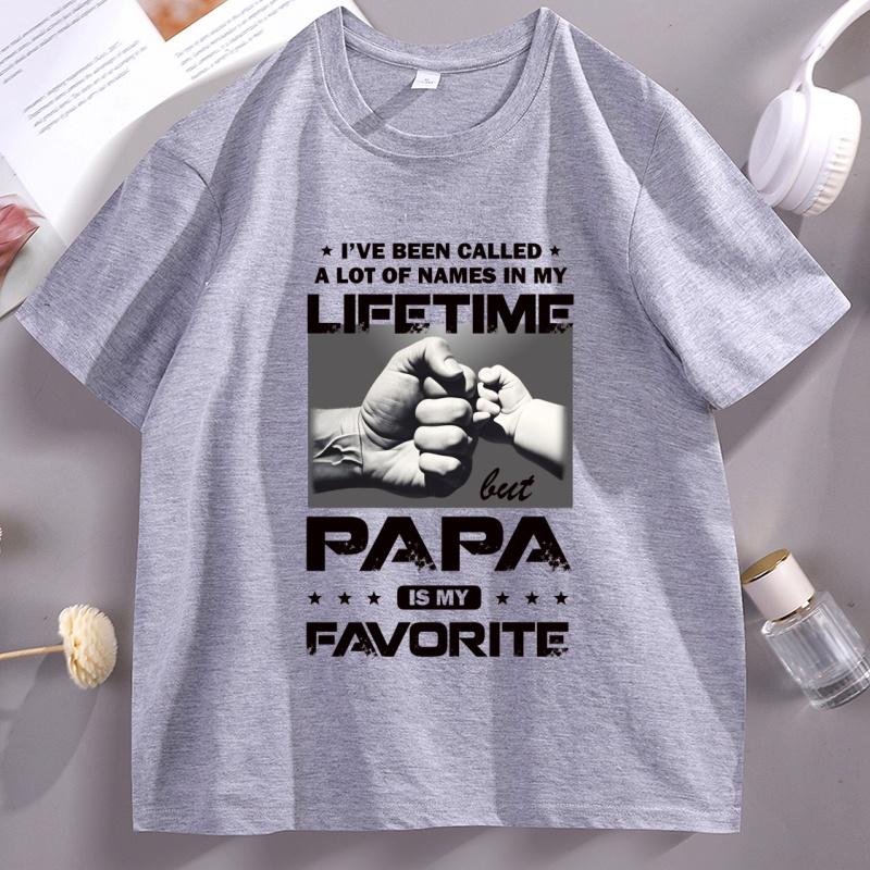 Papa Fathers Day Tshirt Unisex Women Cotton Short Sleeve Father Tshirt Vintage Round Neck T Shirts Breathable Round Neck Tshirts