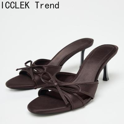 Сексуальные летние женские шлепанцы на высоком каблуке, модные с бантом-бабочкой, с открытым носком, шлепанцы, женские стриптиз-вечеринка, платье, сандалии