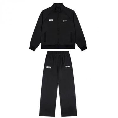 Mens Cotton Casual Set With Embroidered Hooded Zip-Up Jacket Straight Leg Pants 2025