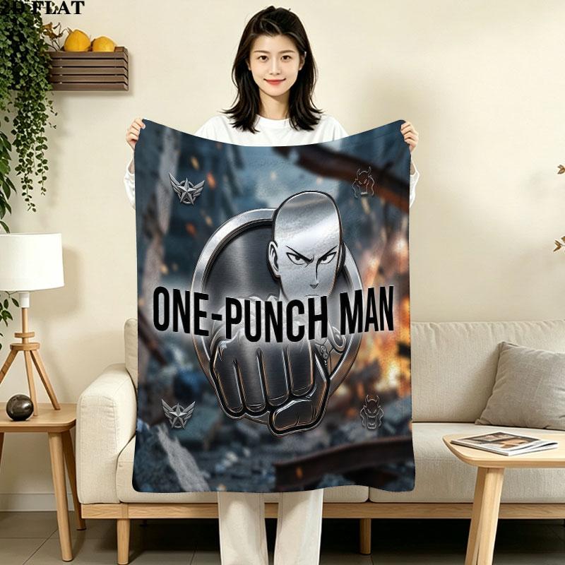 1PC Onepunch Man Patterned Flannel Blanket Suitable For All Seasons For Home Decor Warmth And Comfort Gifts Holiday Present
