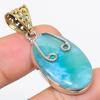Natural Republic Larimar Gemstone 925 Solid Sterling Silver Pendant 1.75" E1f43