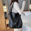 Black Shoulder Bag Women's Luxury Soft Leather Tote Bag Double Strap Large Crossbody Bag