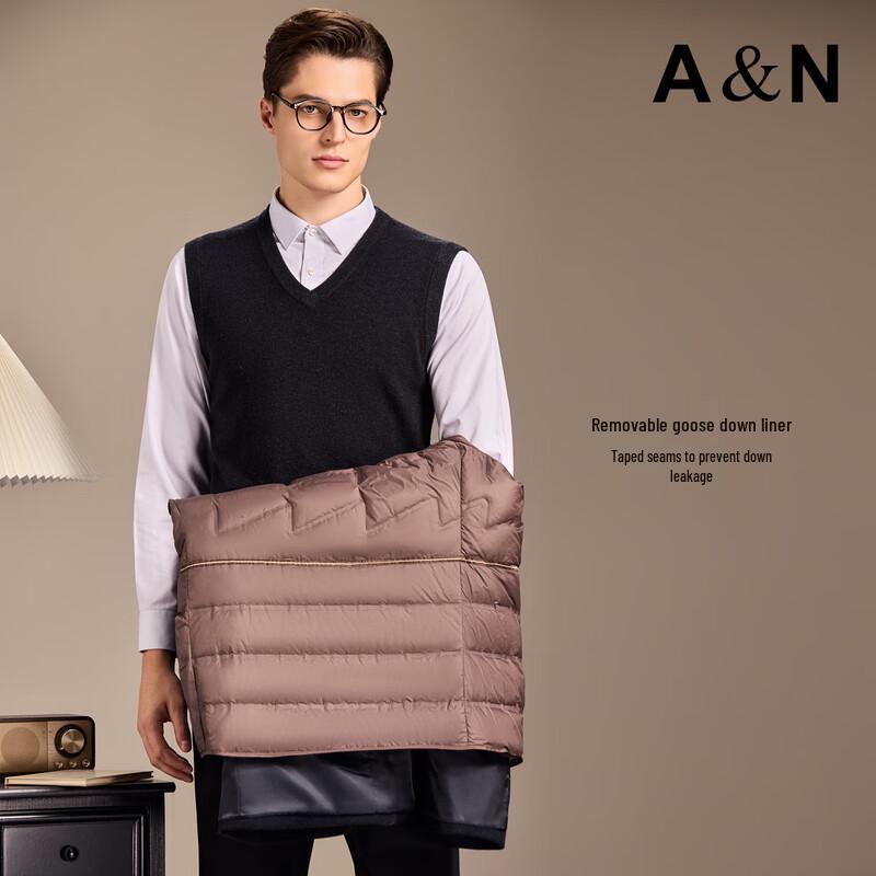 Antonio Men's Wool Overcoat with Detachable Goose Down Liner