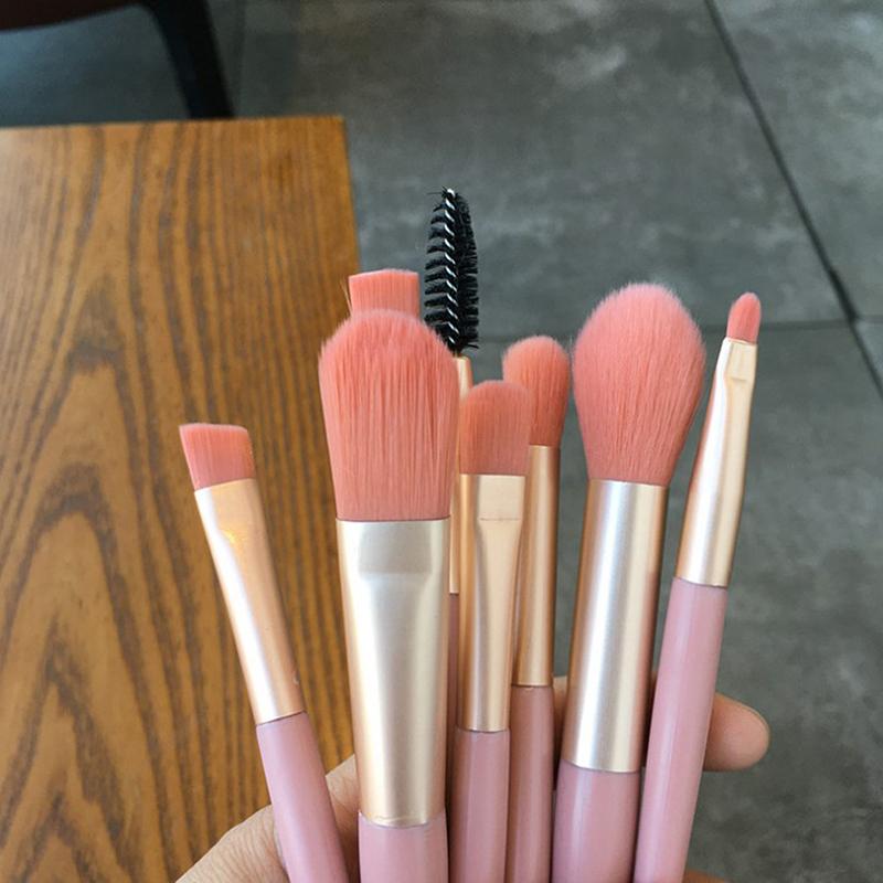 8шт мини-кисти для макияжа для начинающих матовая деревянная ручка портативная мягкая кисть