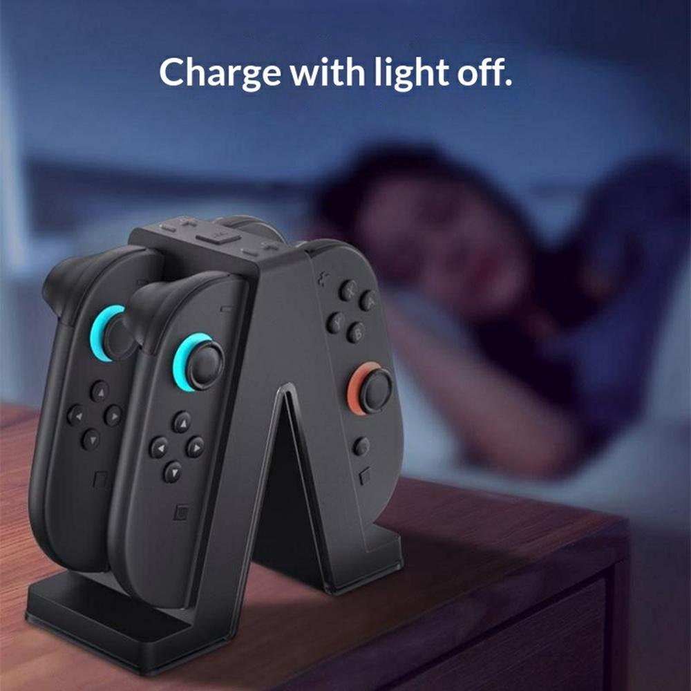 HBS-2849 4 in 1 Charging Station for Nintendo Switch 2 Joy-Pad Charging Dock with RGB Lighting / Magnetic Attachment / Indicator Lights