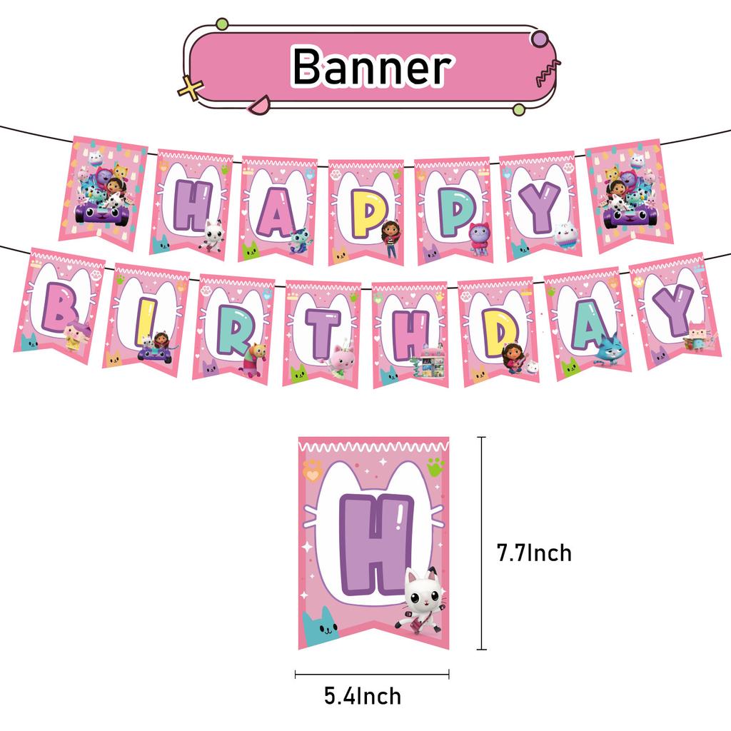 Gabby Dollhouse Birthday Party Favors Gabby Bracelets Stikers Cake Topper Balloons Classroom Rewards Party Pinata Fillers Gifts