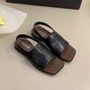 Flat bottom one-word sandals women's outer wear in the summer of 2025 new simple high-end French retro open-toed sandals