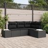 VidaXL 4-Piece Garden Sofa Set with Cushions Black Poly Rattan 3347043