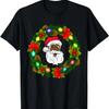 Black Family Merry Christmas Wreath African American Santa T-Shirt