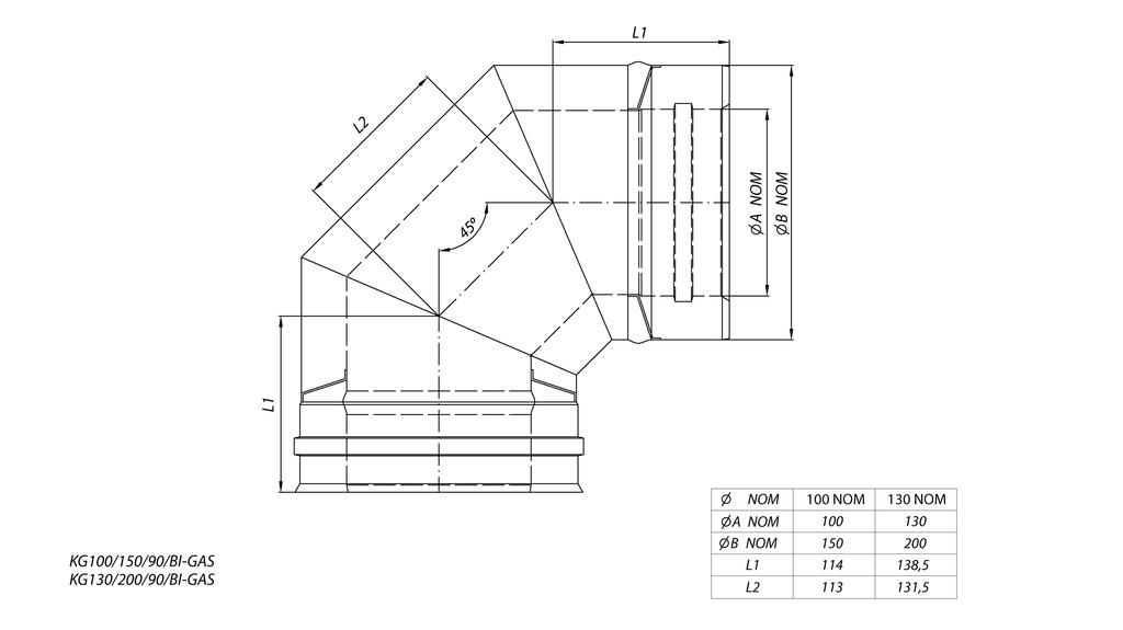 90° Coaxial Elbow Ø 100/150