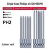 Strong Magnetic Phillips S2 Single Head Hex Shank Screwdriver Bit for Hand Drill - Super Hard, Small Head.