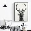 Nordic Simple Black and White Antlers Woman Model Abstract Canvas Painting Art Print Poster Wall Picture for Home Decoration