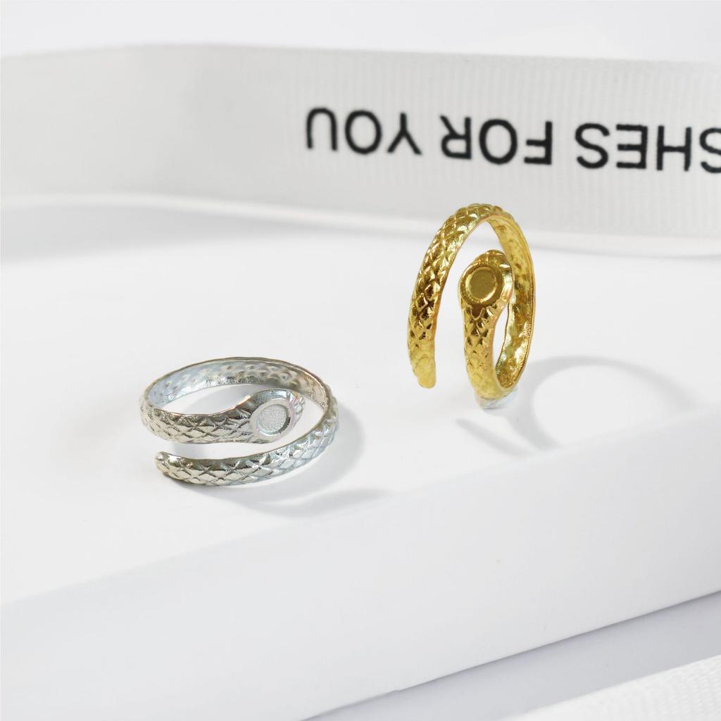 Позолоченное 18K Золотом Длинное Кольцо-Змея из Титановой Стали Женское, Хип-Хоп Панк Стиль, Открытое Регулируемое Кольцо