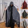 Halloween Hooded Cloak Adult Grim Reaper Cosplay Costume with Scythe Medieval Renaissance Wizard Cape for Haunted House Props