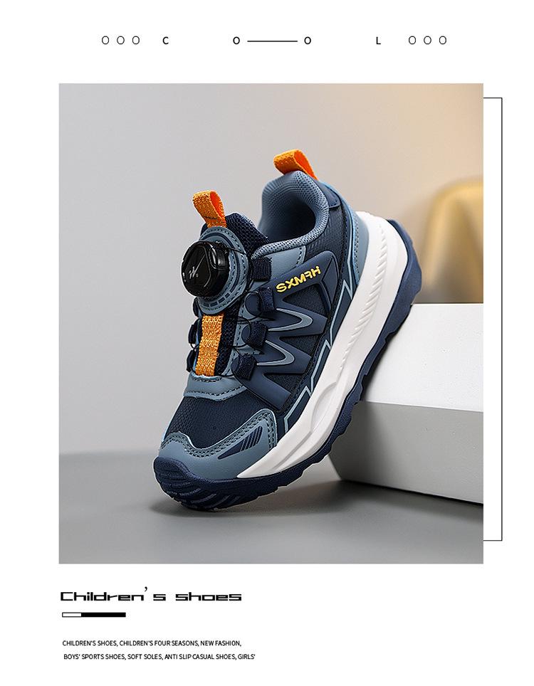 W.KIDS Multi-Color Fleece-Lined Sports Shoes with Fashionable Patchwork, Cool Buckle Design, Warm & Comfortable.