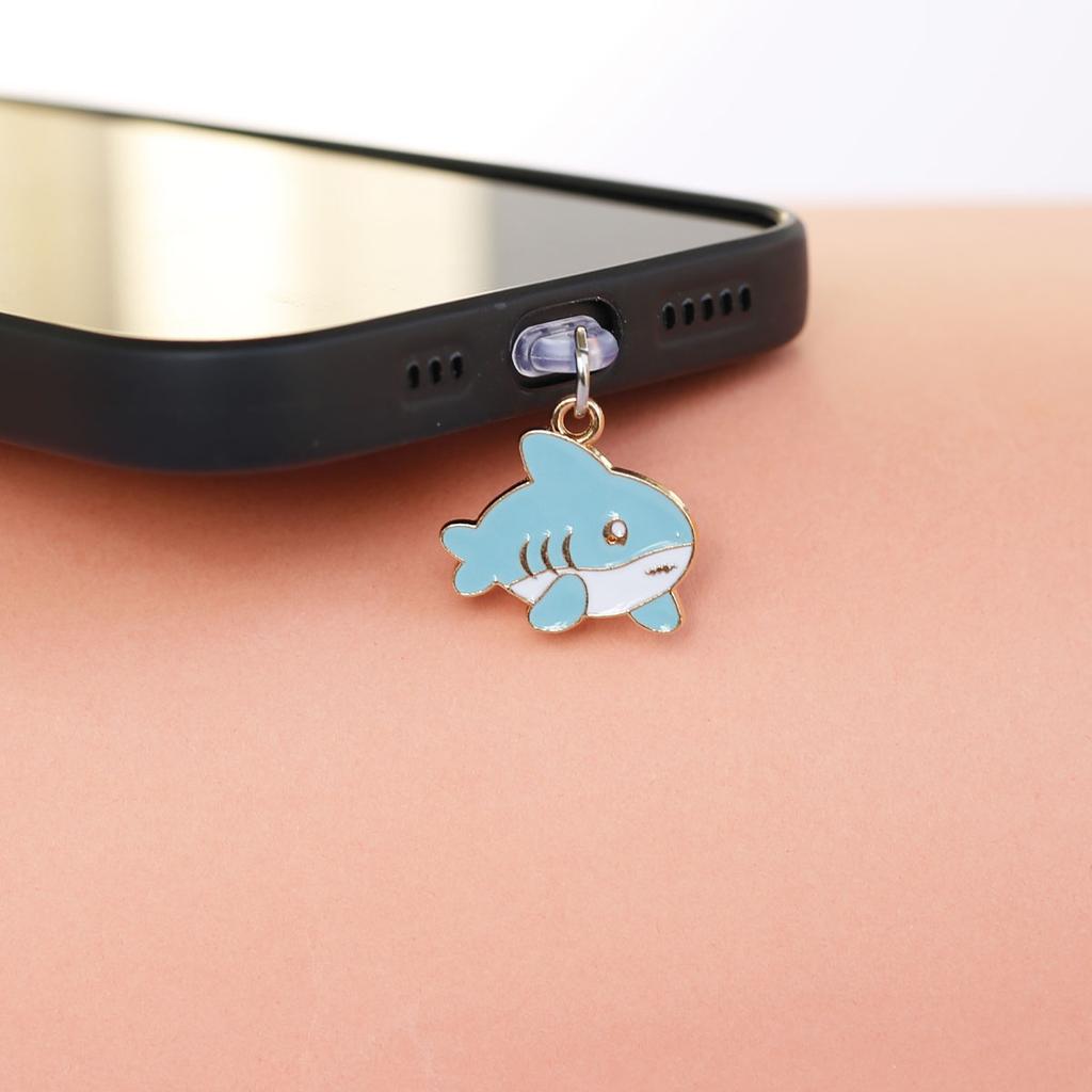 1pc Ocean Series Animals Tropical Fish Sharks Dolphins Mobile Phone Dust Plug Pendant Accessories Decoration For Iphone Type-c2