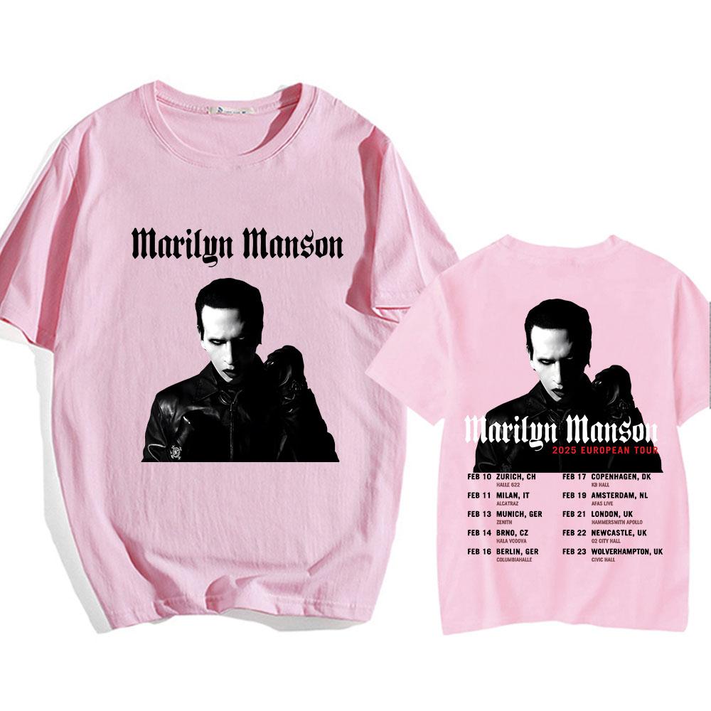 Футболка Marilyn Manson One Assassination Under God Charter 1 с принтом европейского тура 2025 года, хлопковые футболки с коротким рукавом