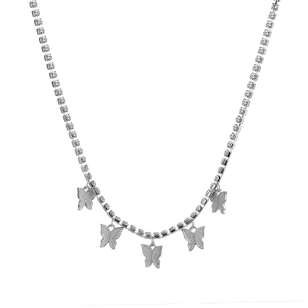 Ожерелье с бабочкой, кулон с бабочкой, ожерелье, женская цепочка на ключицу, модные женские украшения, подарок для девушки