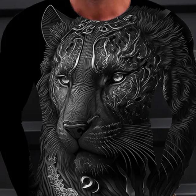 Dragon 3d Print, Men's Long Sleeve Novelty T-shirt, Stylish Tees For Autumn, Mens Clothing