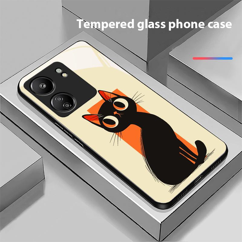 Кошки, пьющие кофе, для Xiaomi Redmi 13C Note13 12 Pro Plus 5G Note 9 13T Pro POCO X6 F5 F6 Черный чехол для телефона из закаленного стекла