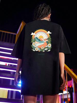 Футболки в стиле Харадзюку с пейзажной живописью, женские летние модные футболки унисекс с надписью «Live Cently Upon This Earth», футболки с надписью, топы, хлопковые футболки