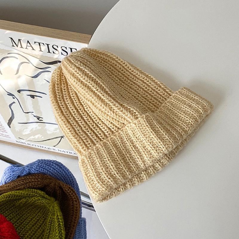 2025 японская шерстяная шапка женская осенне-зимняя вязаная шапка теплая защита ушей большая головка свободный ворс шапка