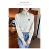2026 New Women's Embroidered Cotton Shirt, Fashionable and Youthful Striped Long Sleeve Blouse