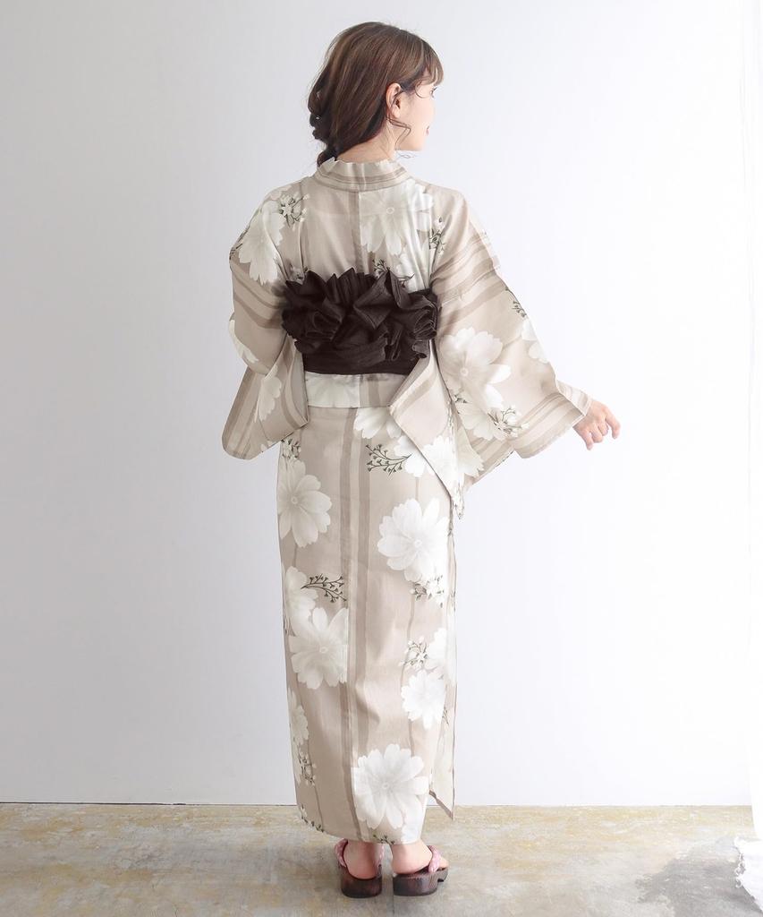 Комплект сменной одежды юката heiko F One Size Fits [KYOETSU], плетение, неотбеленное, 6 предметов (юката, оби, нижнее белье, гэта, пояс) Женский (14.Сумерки