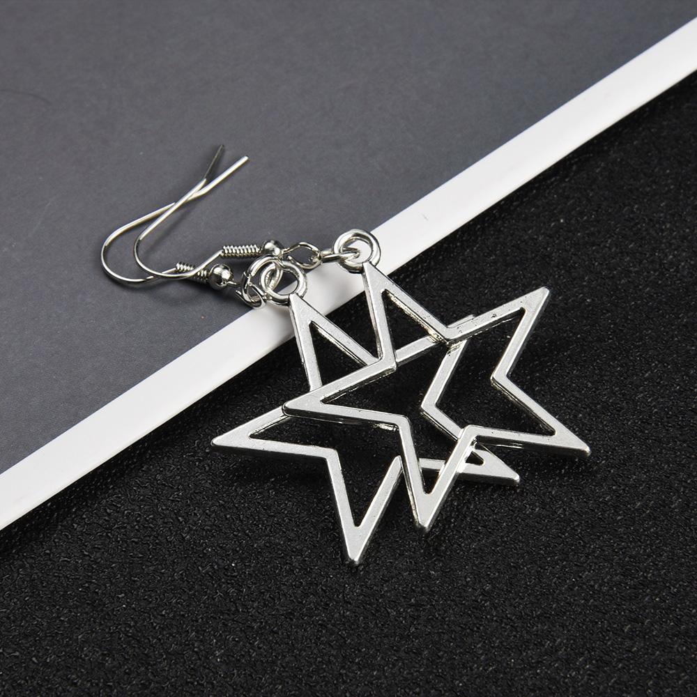Серьги-подвески в стиле хип-хоп серебристого цвета с полой звездой для женщин, серьги-капли в стиле панк Y2K с пентаграммой и звездой, очаровательные праздничные украшения