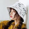 Новая двусторонняя панама-ведро для носки, мужская и женская, с японскими граффити и надписями, уличная, от солнца, унисекс, с широкими полями, складная, шляпа рыбака