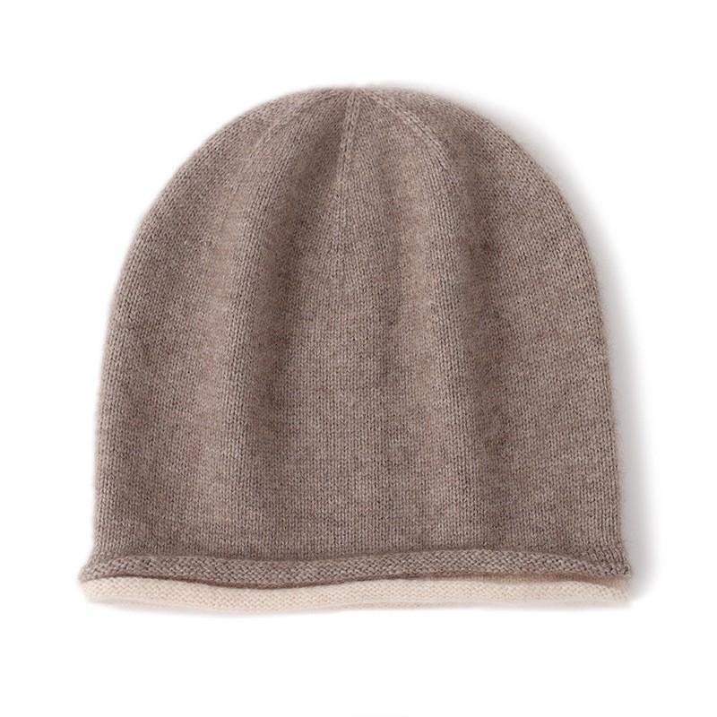 Autumn and winter cashmere double-layer thickened curled warm cashmere knitted hat spot