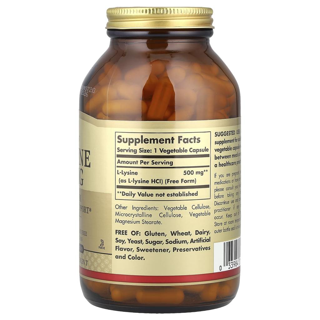 L-Lysine, Free Form, 500Mg, 250 Veggie Caps