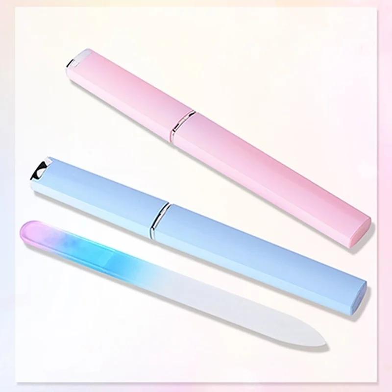 1шт цветная стеклянная пилочка для ногтей профессиональная полированная пескоструйная стеклянная пилочка для ногтей доступна с обеих сторон маникюрные инструменты