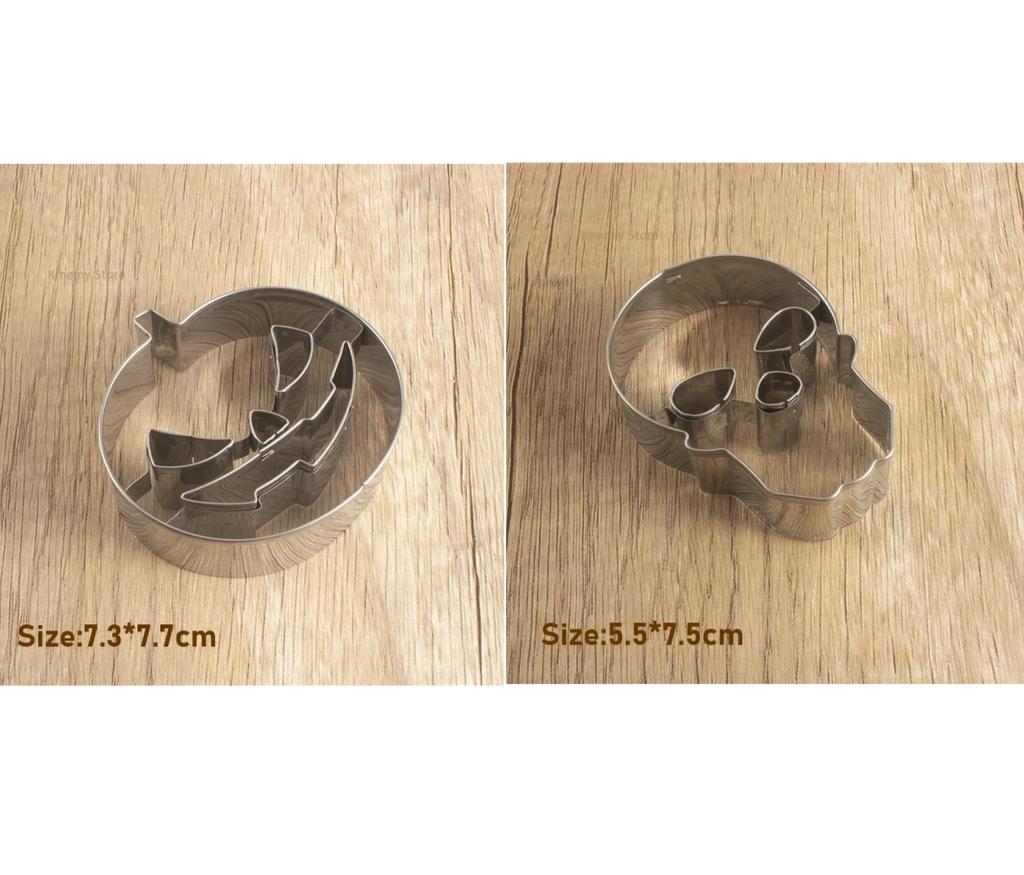 Halloween Cookie Mold Sugar Flipping Cookie Mold Stainless Steel Skull Pumpkin Cookie Cutting Cake Mold Baking Utensils