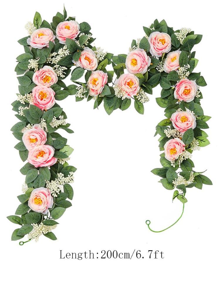 2 шт. искусственных гирлянд из роз 2 м шелковые розы лозы подвесные искусственные цветочные гирлянды для свадебной вечеринки домашний стол сад отель наружные настенные украшения